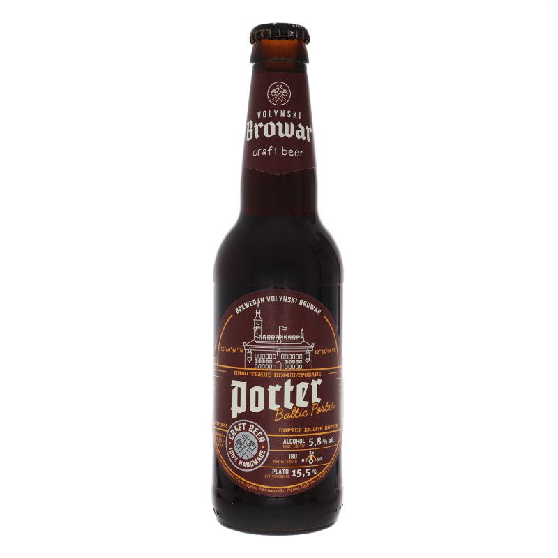 Пиво Volynski Browar Porter темне 5.8% 0.35 л скло